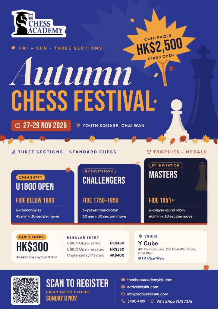 Poster for The Chess Academy Autumn Chess Festival 2026